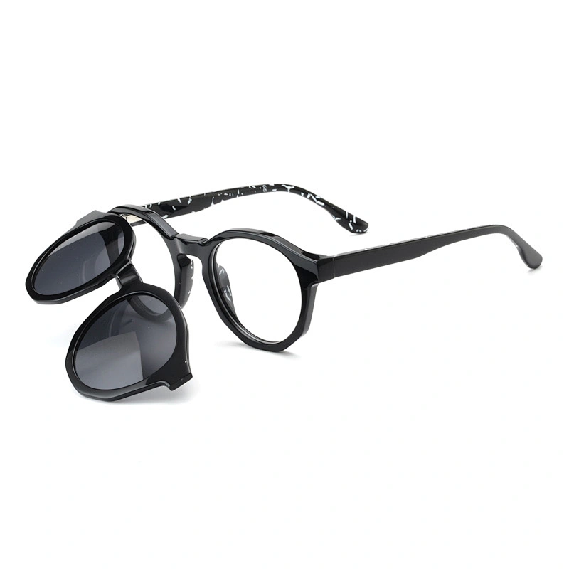 Gafas de sol redondas con clip, estilo retro, unisex.